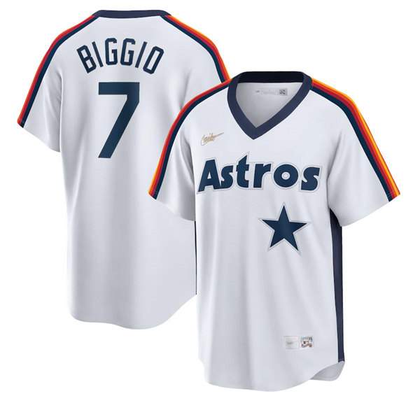 Men's White Houston Astros #7 Craig Biggio Cool Base Stitched Jersey